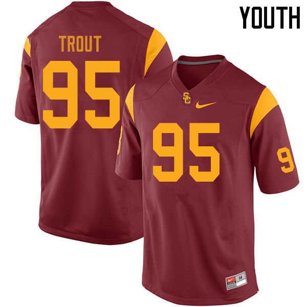 Youth #95 Trevor Trout USC Trojans College Football Jerseys Sale-Cardinal